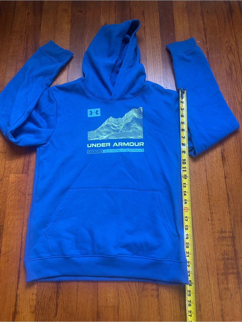 Like New Under Armour Men's Blue Graphic Hoodie Sweatshirt size Y XL